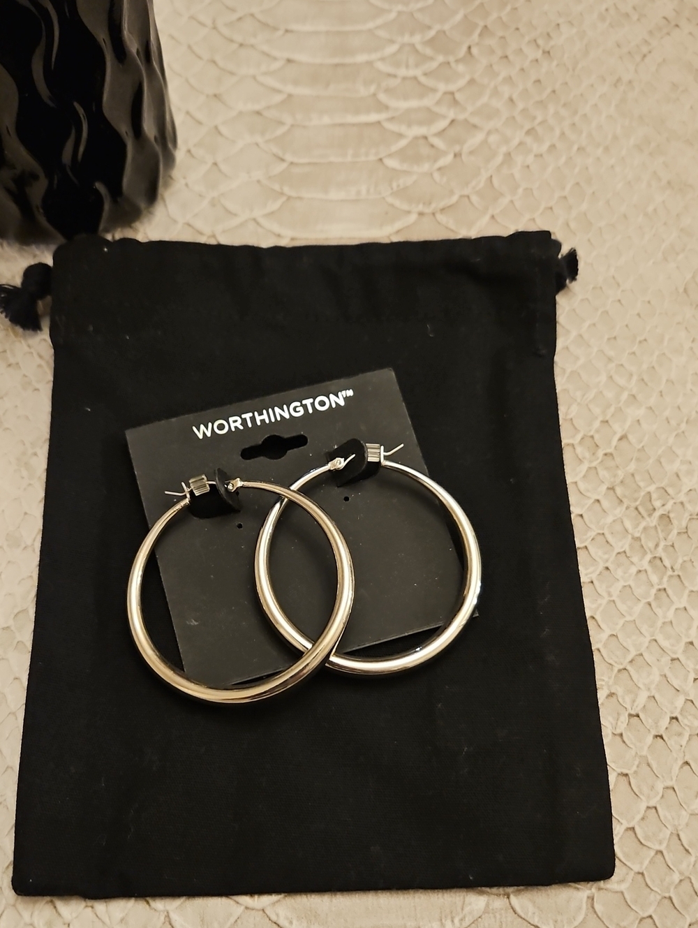 Worthington Silver Shiny Hoop Earrings